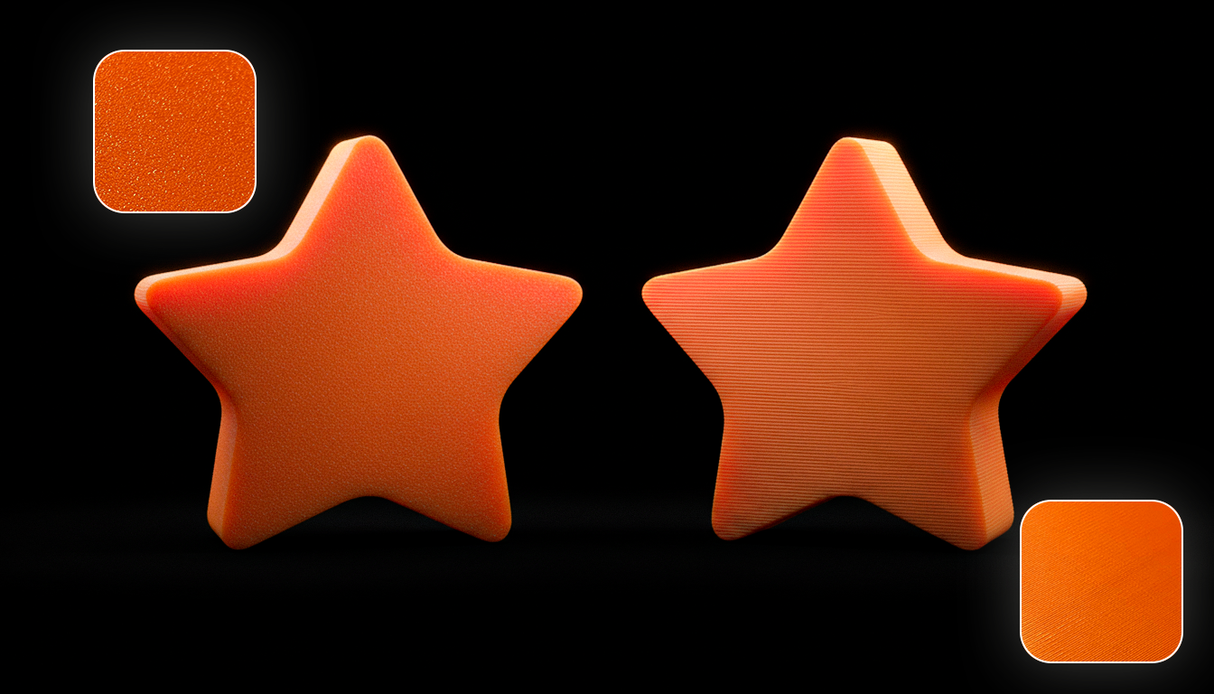 Estrelas 3D laranja em fundo preto